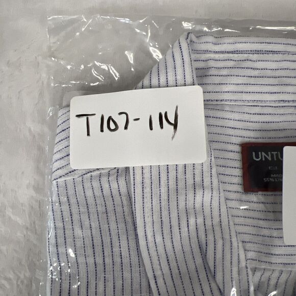 Untuckit Shirt Womens 4 White Stripe Button Up Long Sleeve Linen Blend Top - Picture 11 of 11